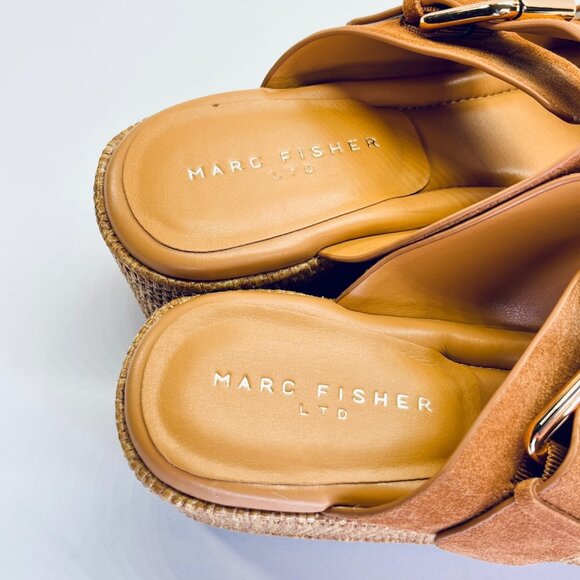 Marc Fisher Palery Suede Platform Sandal Size 9.5 Brown Leather Espadrille - Picture 6 of 15